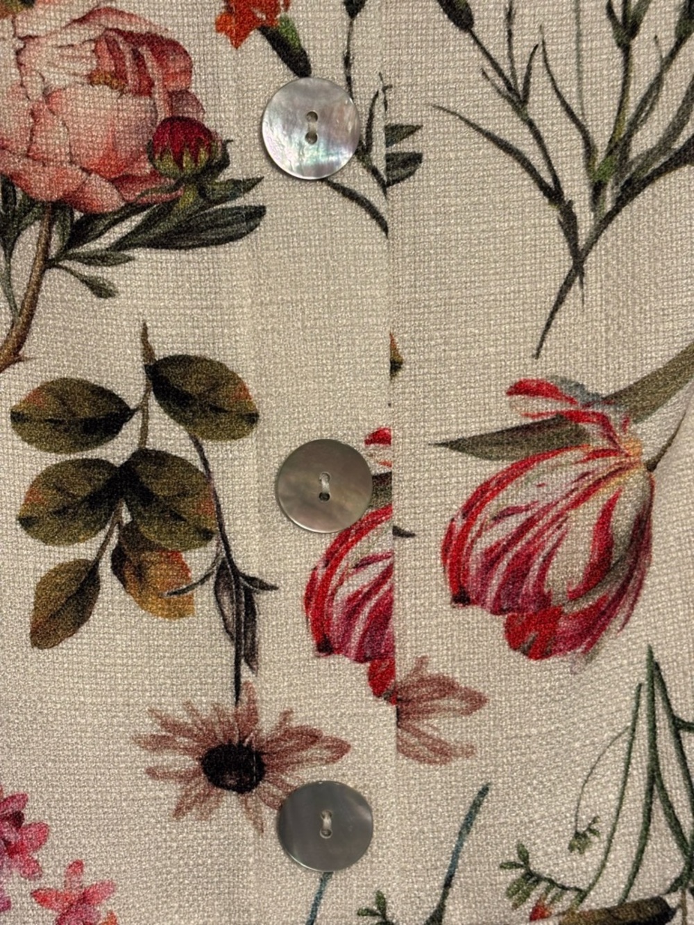 Eliza J Cream Floral Midi Dress with Pink & Green Accents - Picture 7 of 10